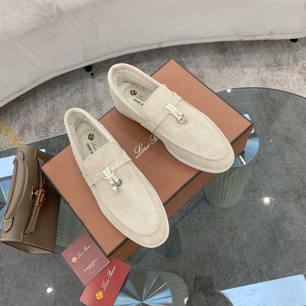 LP 26s Open Walk Loafers 2cm Stucco Suede Shearling SHW 110792
