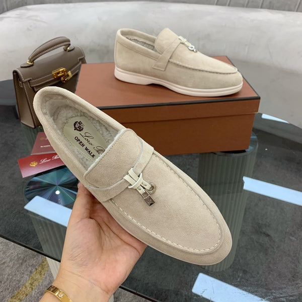 LP 26s Open Walk Loafers 2cm Stucco Suede Shearling SHW 110792