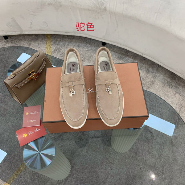 LP 26s Open Walk Loafers 2cm Almond Suede Shearling SHW 110786