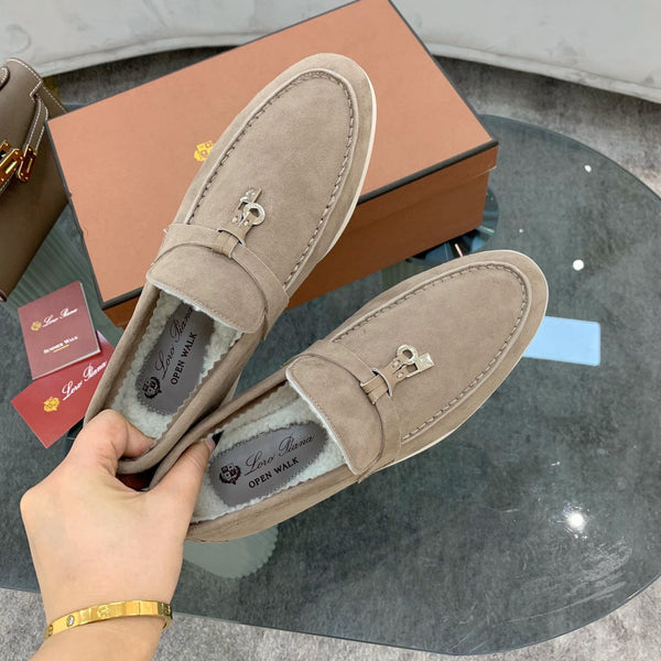LP 26s Open Walk Loafers 2cm Almond Suede Shearling SHW 110786