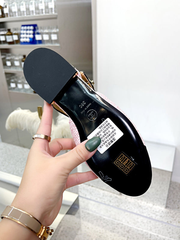 CC 26S Mary Jane Flats Shoes Tweed Patent Leather 147300