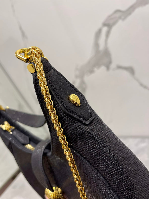 BVL Serpenti Ellipse Crossbody Bag 25cm Black Lambskin GHW 188344