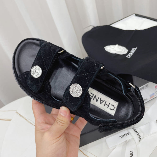 CC Dad Sandal Black Suede Leather 742947