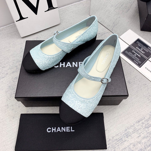 CC 2026 Logo Mary Jane Ballet Flats Calfskin Glitter 161755