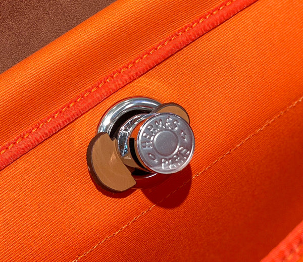 Herbag 31 Toile Orange Canvas Gold Cowhide Leather