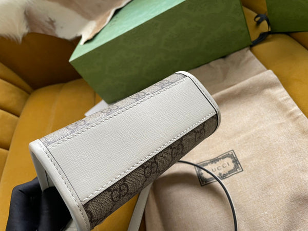 MINI TOTE 20 BAG IN BEIGE CANVAS AND WHITE CALFSKIN