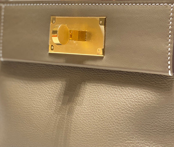 HM KELLY HANDBAG 21 KHAKI CALFSKIN