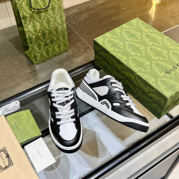 GG Basket Low Trainers White Black Leather 816635