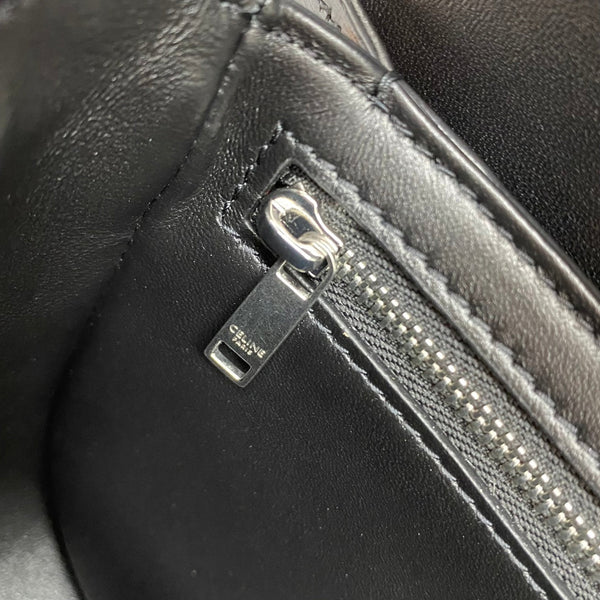Celine Chain Besace Clea Bag Triomphe Black Calfskin SHW