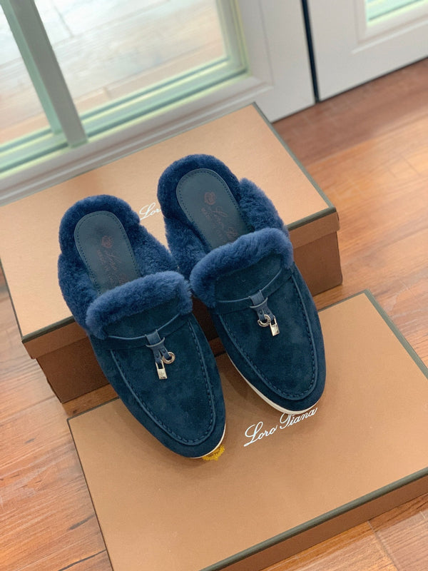 LP 26s Charms Walk Babouche Loafers 2cm Midnight Blue Suede 110926