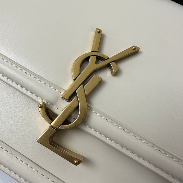 YSL Solferino Small Satchel Bag White Gold Calfskin 339446