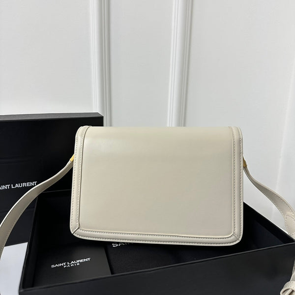 YSL Solferino Small Satchel Bag White Gold Calfskin 339446