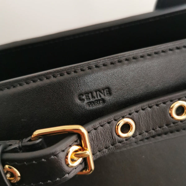 CONTI BAG 36 IN BRONZE BLACK CALFSKIN GOLD HARDWARE
