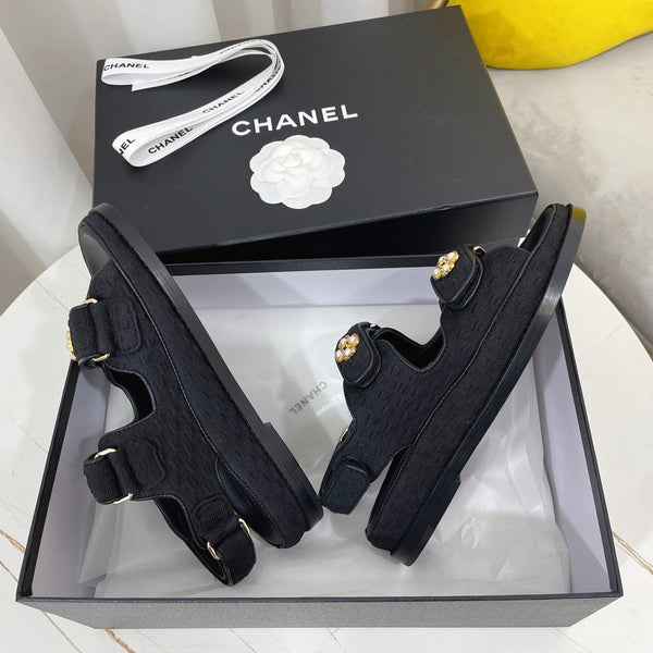 CC 26s Sandals Black Textured Fabric