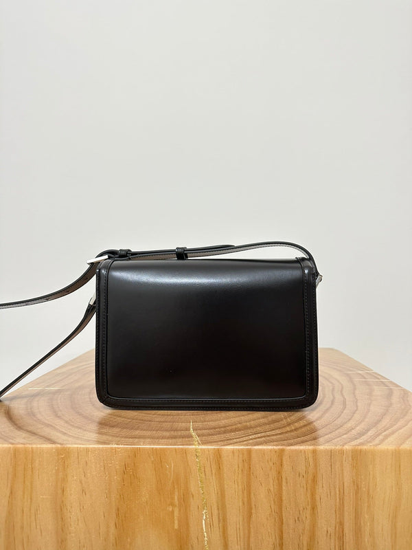 YSL Solferino Small Satchel Bag Black Silver Calfskin 339491