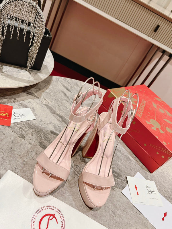 CL Loubi Bee Alta Sandal 13cm Pink Leather 825355