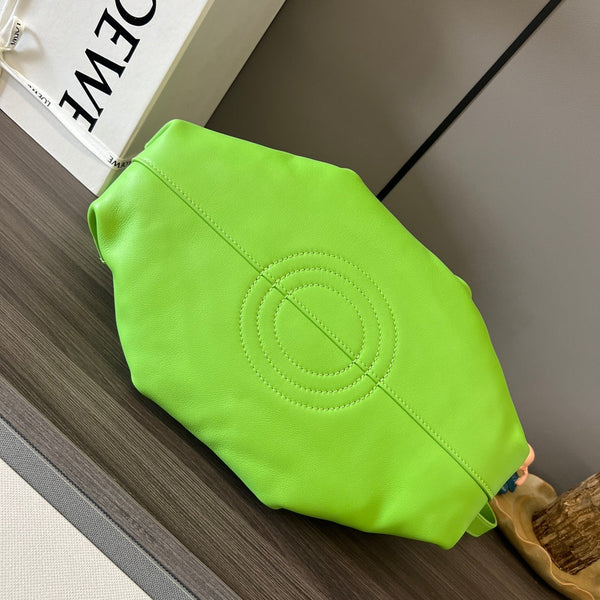 Loewe Small Paseo Chain Shoulder Bag Green Calfskin