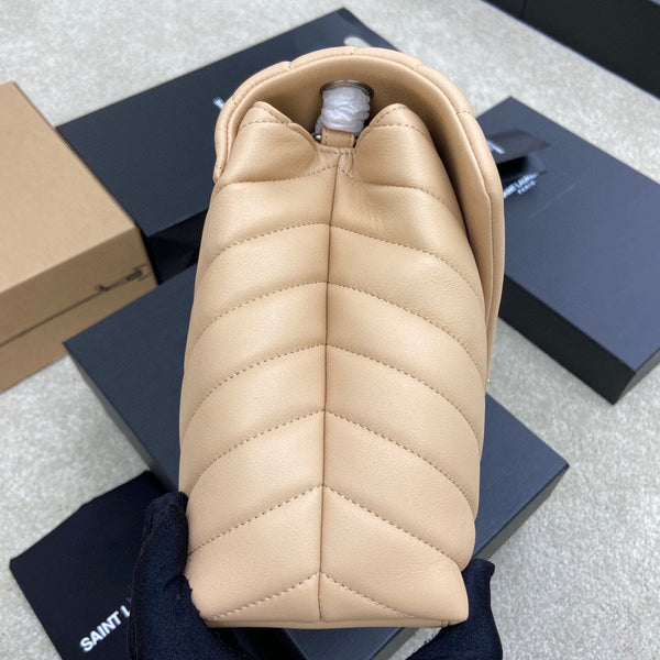 LOULOU MEDIUM 32 CREAM QUILTED LEATHER SILVER HARDWARE