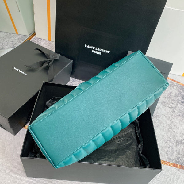 LOULOU MEDIUM 32 TURQUOISE GREEN QUILTED LEATHER GOLD HARDWARE