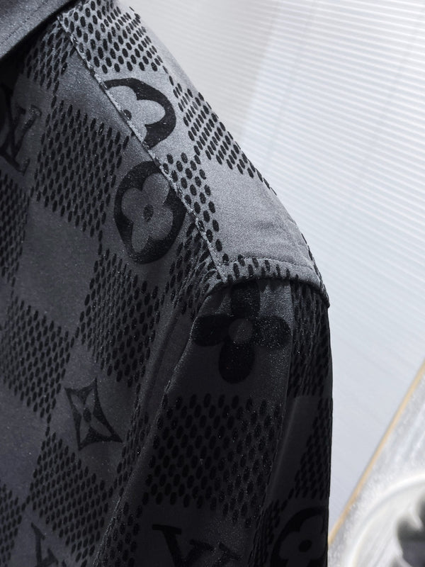 LV LONG-SLEEVED SHIRT IN BLACK DAMIER COTTON 238803