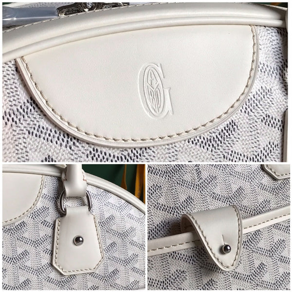 SAINT JEANNE BAG 35 IN WHITE GOYARDINE CANVAS AND CALFSKIN