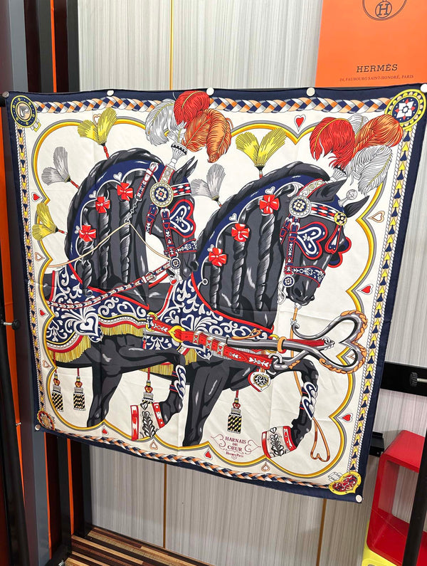 Carré Harnais De Cœur Scarf 90 CM In Colorful Silk 236222