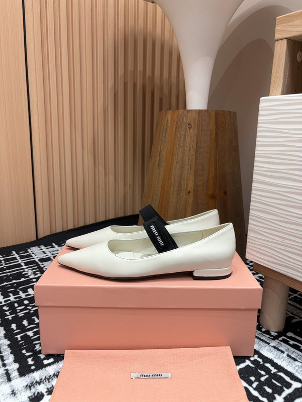 Miu Mary Jane White Lambskin
