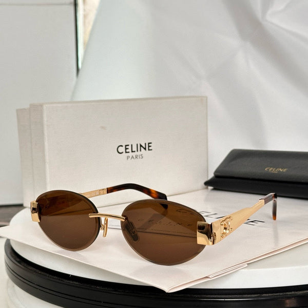 TRIOMPHE OVAL SUNGLASS CL40240l IN METAL