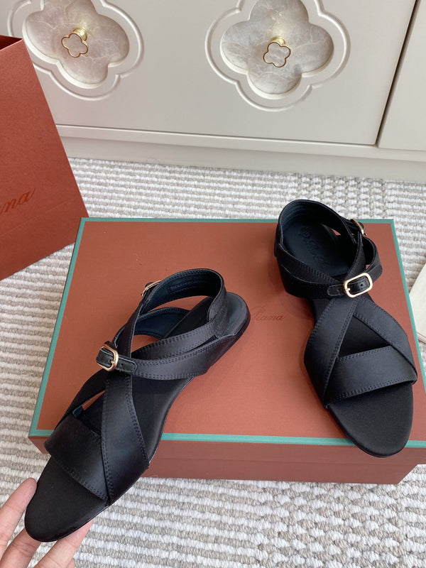 LP Sandals In Black Satin