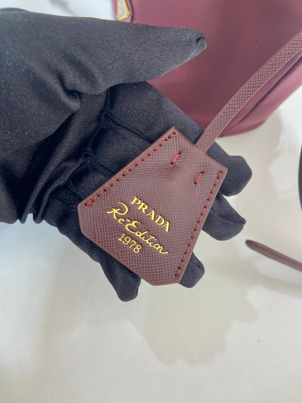 PRA bucket bag 19 burgundy nylon fabric 280831