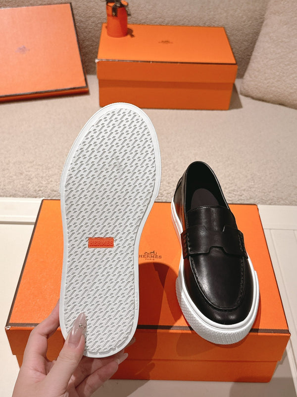 HM 25ss Platform Loafers Black Sheepskin 577172