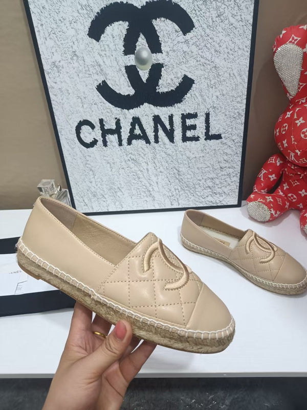 Chanel 26s Espadrille Loafers In Beige Calfskin With Rope Sole