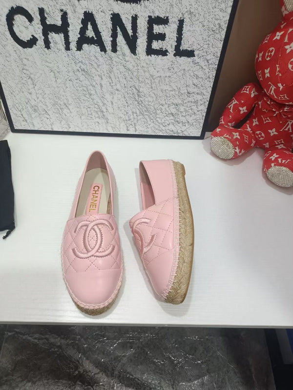 Chanel 26s Espadrille Loafers In Light Pink Calfskin With Rope Sole