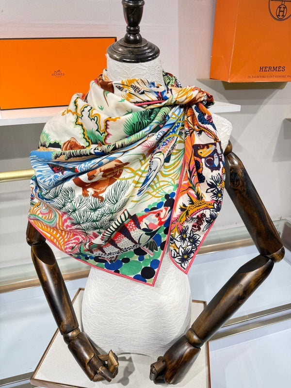 HM 2026 Rewilding Nature Scarf 140cm Cashmere Silk 217528