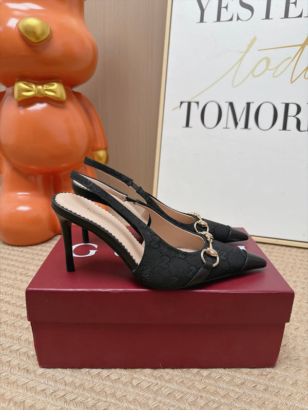 GG 26s Slingback Heels 10.5cm Canvas Mix Lambskin