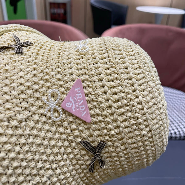 Prad Raffia Bow Knot Fisherman Hat 512516