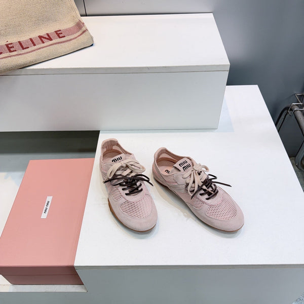 Miu 26s Sneakers Light Pink Mesh And Suede