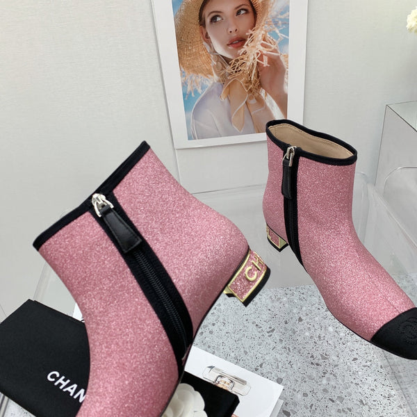 CC 2026 Cap-Toe Ankle Boots 30mm Glitter Fabric 162135