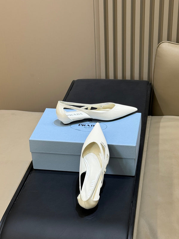 Prad 2026 Pointed-Toe Ballet Flats Calfskin 151236