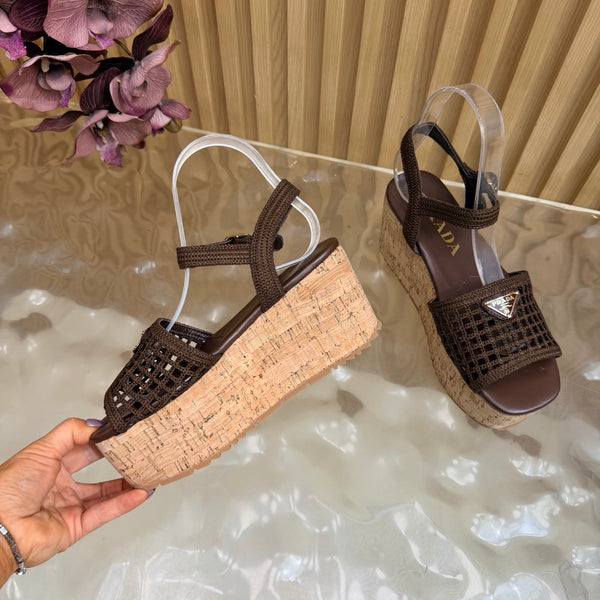 Prad 2026 Platform Sandals 75mm Crochet Fabric 151249
