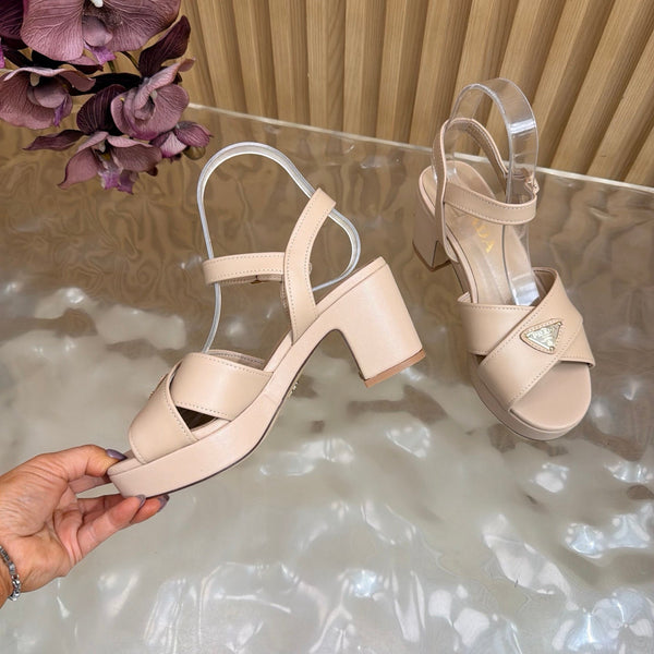 Prad 2026 Round-Toe Platform Sandals 75mm Cowhide 151253