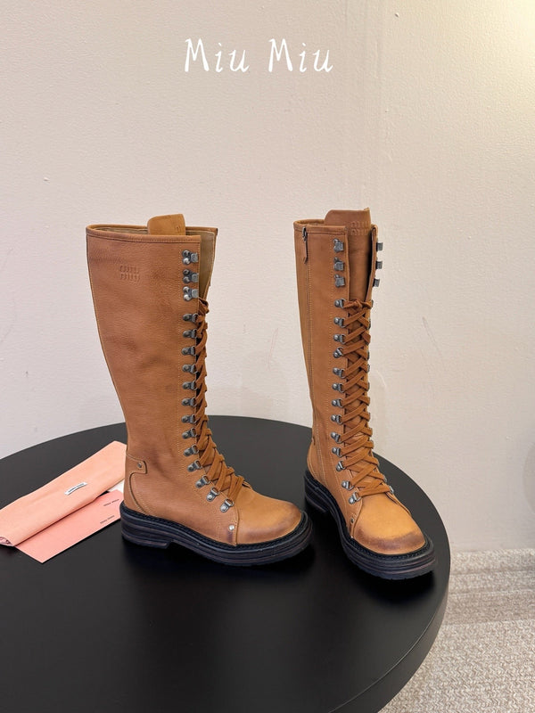Miu 26s High Hiking Boots Calfskin