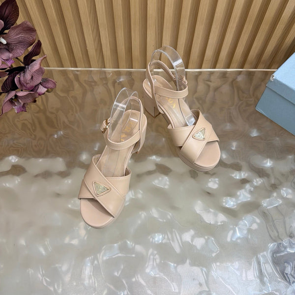 Prad 2026 Round-Toe Platform Sandals 75mm Cowhide 151253