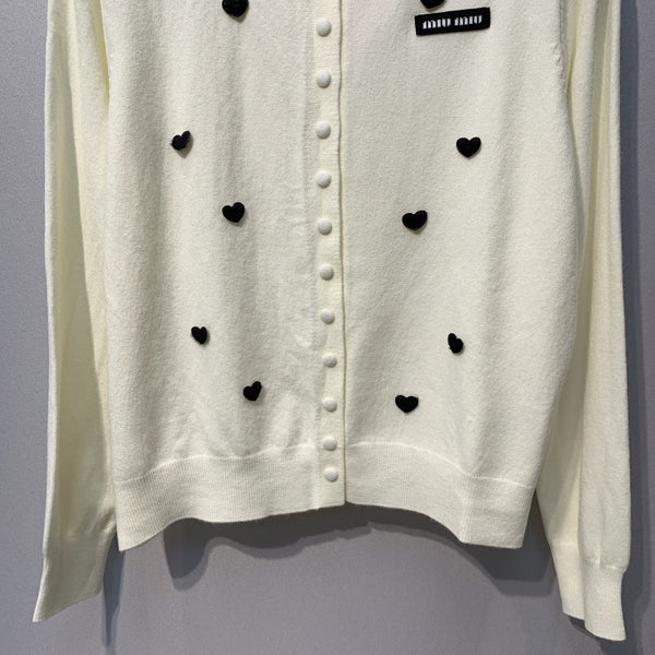 Miu 2026 Heart Motifs Cardigan Wool 421231