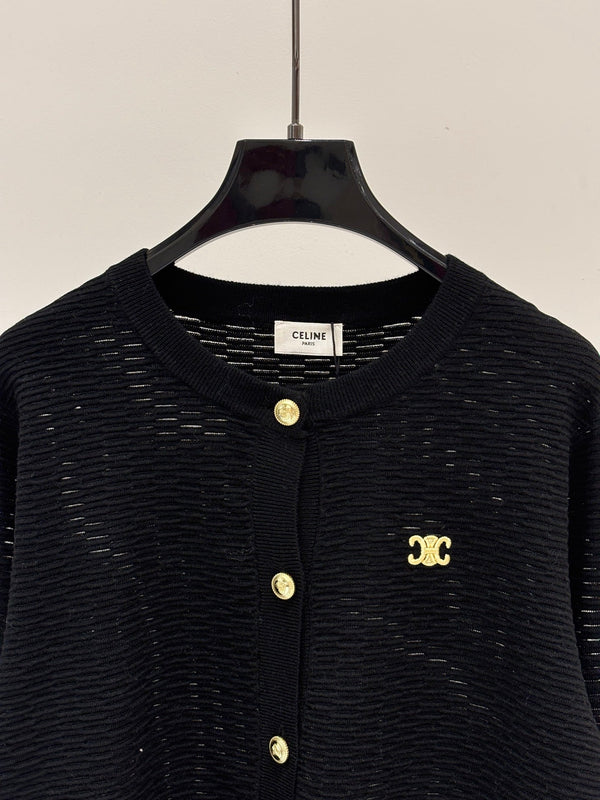 CE 2026 Hollow-out Knit Cardigan With Metal Buttons 431811