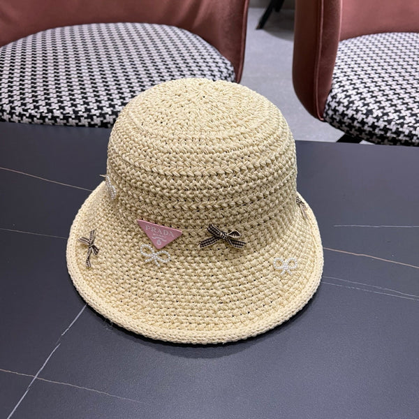 Prad Raffia Bow Knot Fisherman Hat 512516