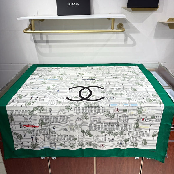 CC 2026 Landscape Motifs Scarf 140cm Cashmere Silk 218437