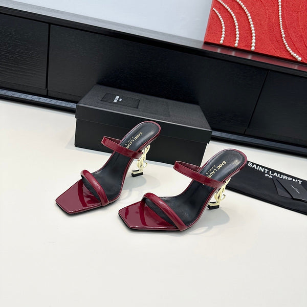 YSL 26S Double-Strap Heeled Sandals 100 Mm In Calfskin