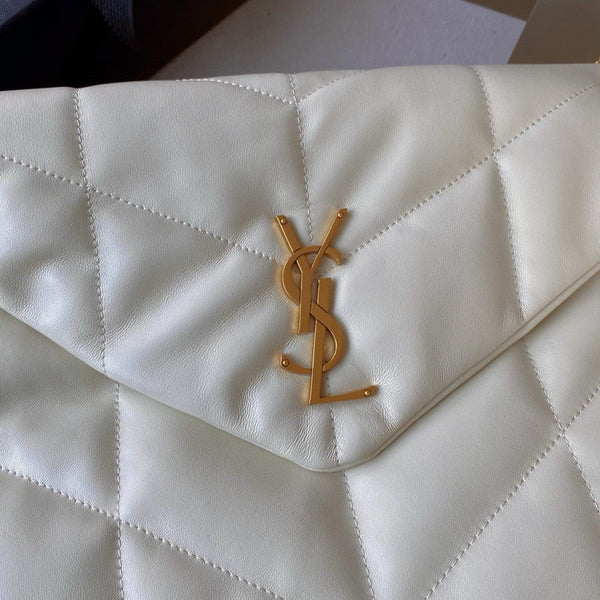 Loulou Puffer 35cm White Quilted Lambskin Bag Ghw