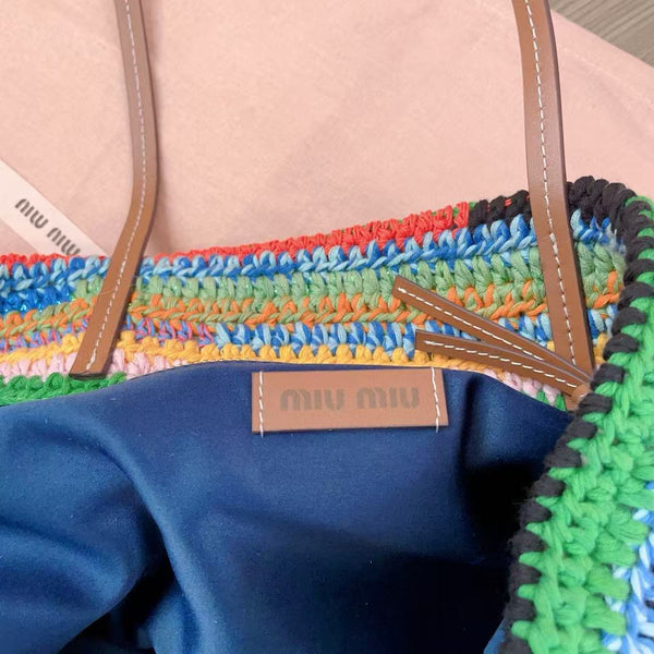 Miumiu Rainbow Woven Bag 40cm Super Heavy Cottton Handmade